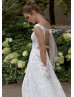 Sabrina Neck Ivory Lace Floral Wedding Dress